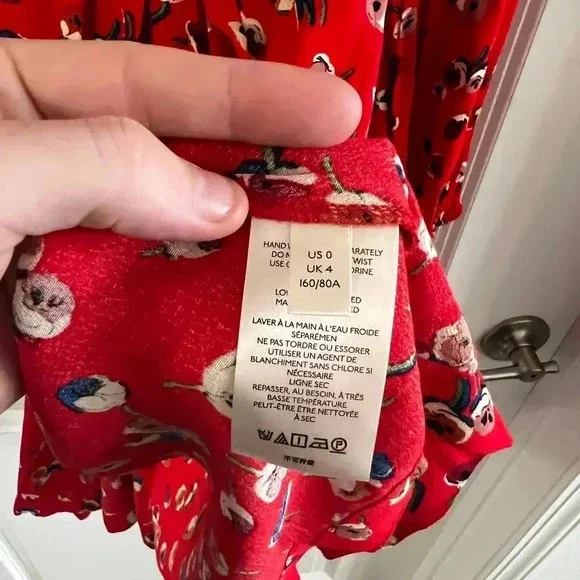 NWT Anthropologie by Maeve Red Long Sleeve Faux Wrap Dress Size 0 - Picture 8 of 10